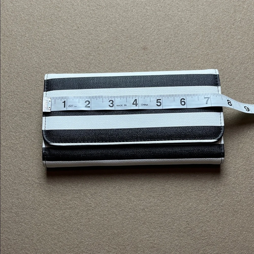 Kut from the Kloth Slim Striped Tri Fold Wallet in black and white